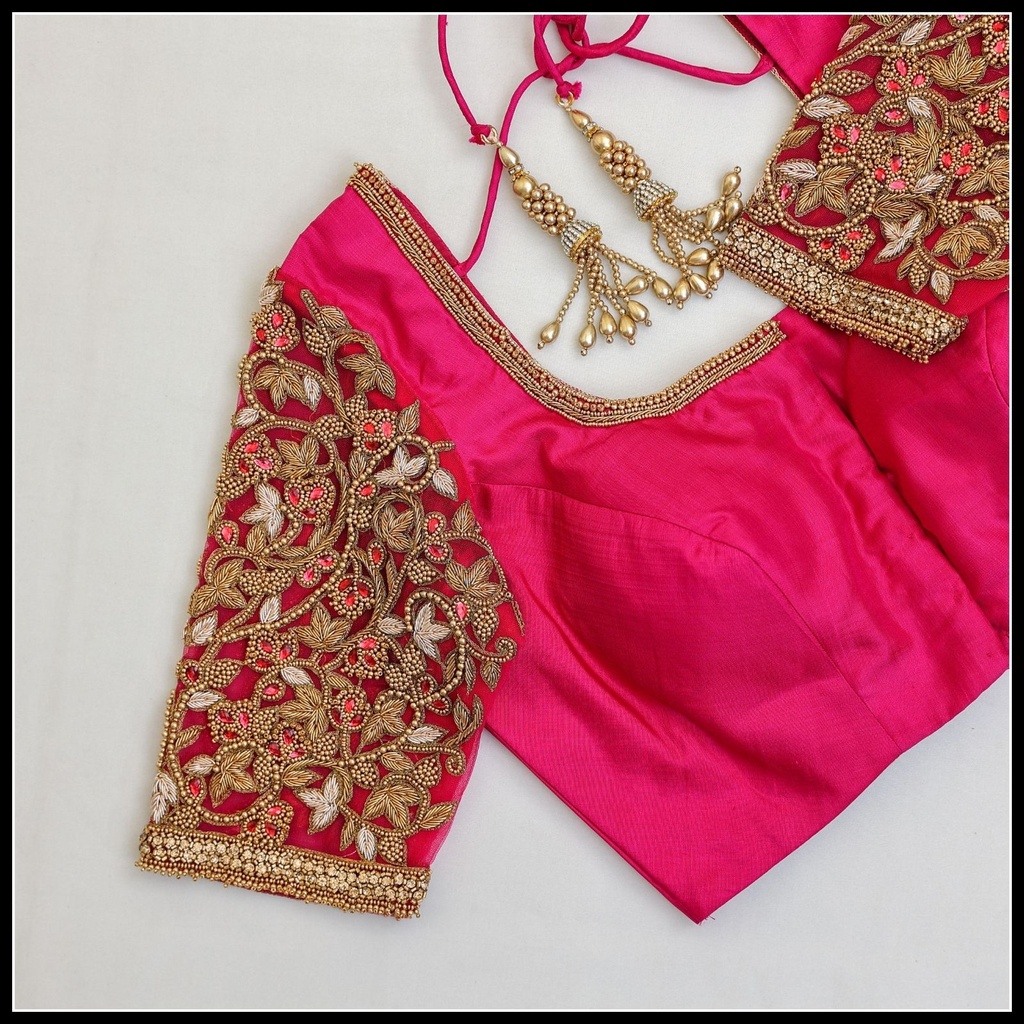 Pink cutwork floral design
