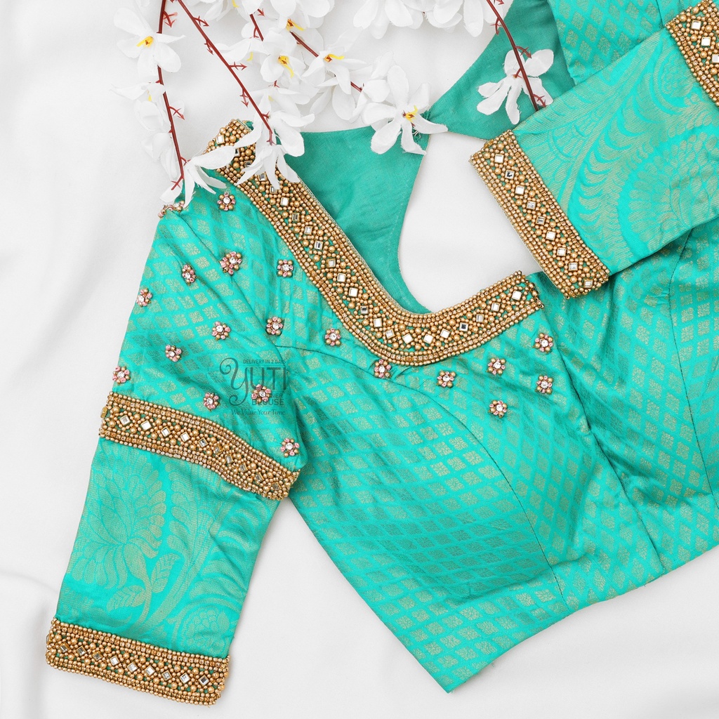 Sea Green Kundan Design