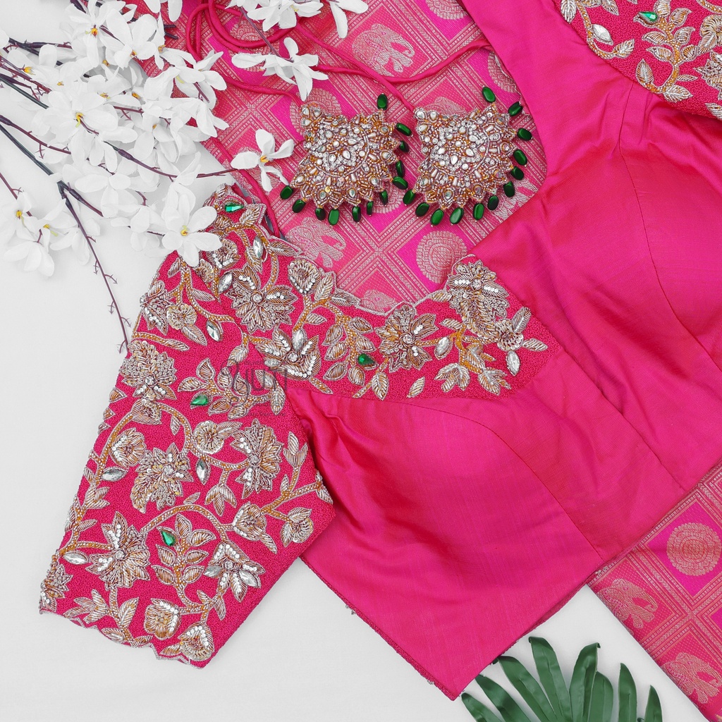 Pink Floral zardosi Bridal design