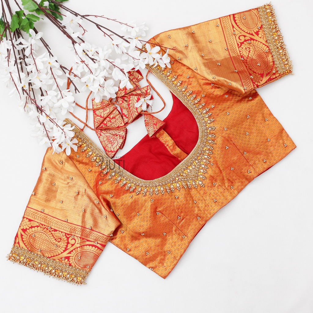 Red tissue Traditional kundan design