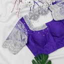 Blue with Pearl And Sequence Blouse