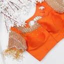 Orange Zircon stone blouse with Hangings