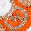 Orange Zircon stone blouse with Hangings