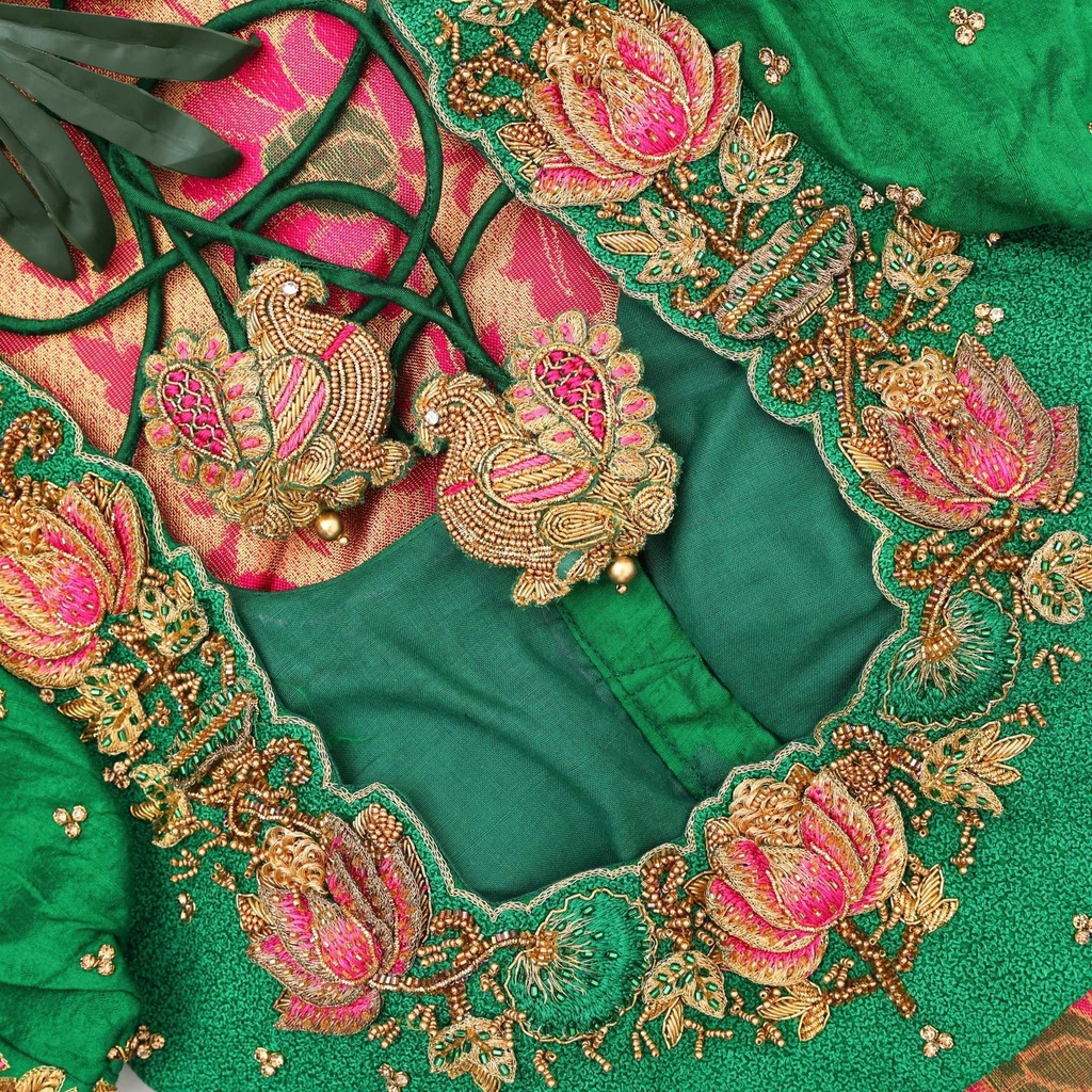 Green 2d lotus bridal blouse