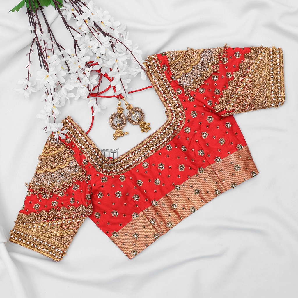 Red navratinaa designer blouse