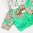 Green Navratna silver bridal blouse