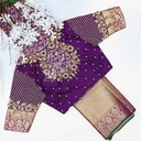 Purple checks and floral Zardosi design