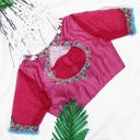 Pink Embossed floral design with gem hangings