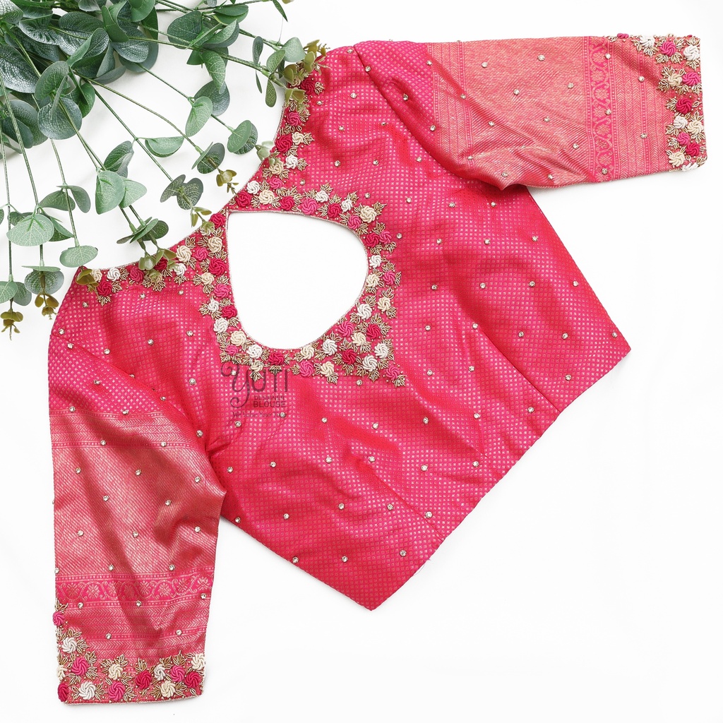 Pink embossed floral design