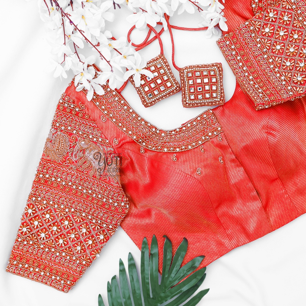 Red Peacock and Elephant Highlight Bridal Design