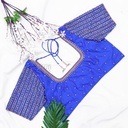 Blue Stripes with cutwork Design