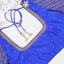Blue Stripes with cutwork Design