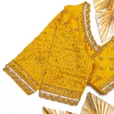 Mustard yellow scallop border blouse