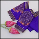 Royal Blue Checks with Floral Design 