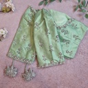 Pastel green floral motifs design 