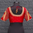 Aari Work Blouse Designs in Orangish Red | SIZE 40 (adjustable up to 36 - 42)