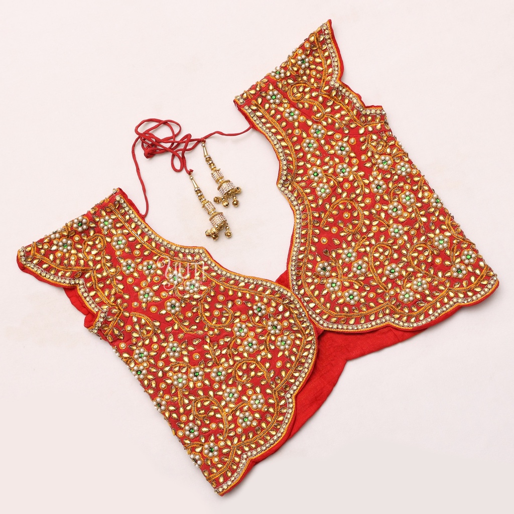 Red Beads Embroidered Butterfly Blouse | SIZE 40 (adjustable up to 36 - 42)