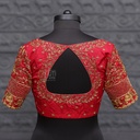 Red princess cut blouse with triangle shape back neck designs | SIZE 38 (adjustable up to 34 - 40)