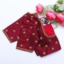 Elegant and chic in this wine red embroidery blouse