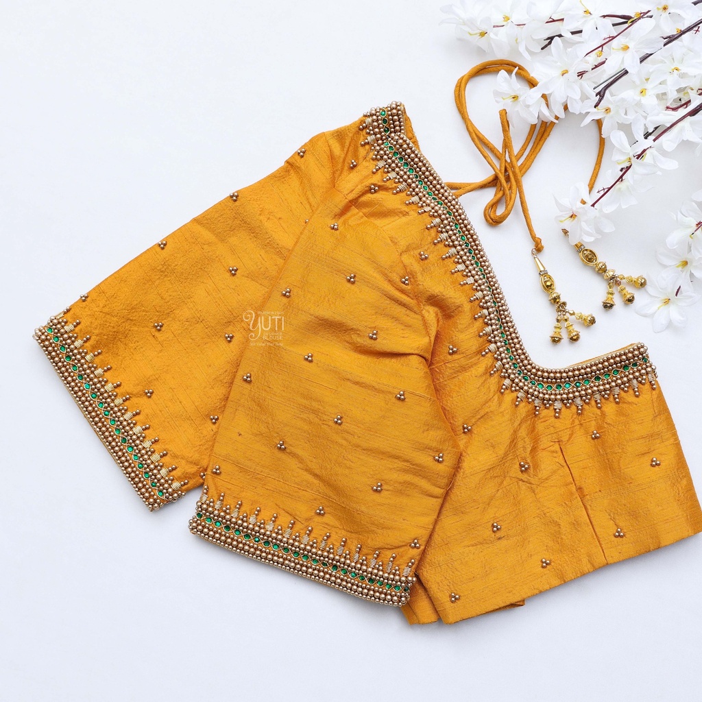 Bright and bold Fuel Yellow Embroidery Blouse: