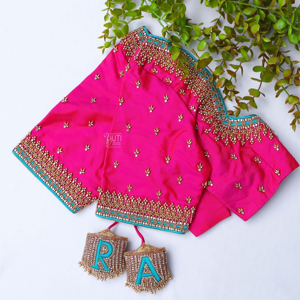 Dark Hot Pink embroidery blouse