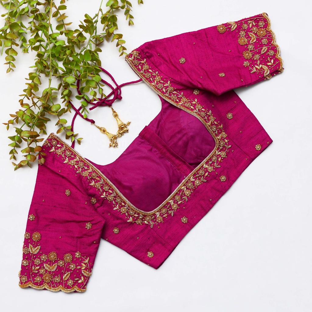 Exquisite pink embroidery designs for your bridal blouse