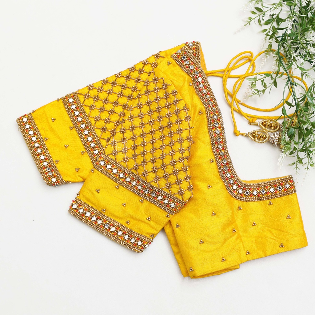 Golden Yellow embroidery blouse