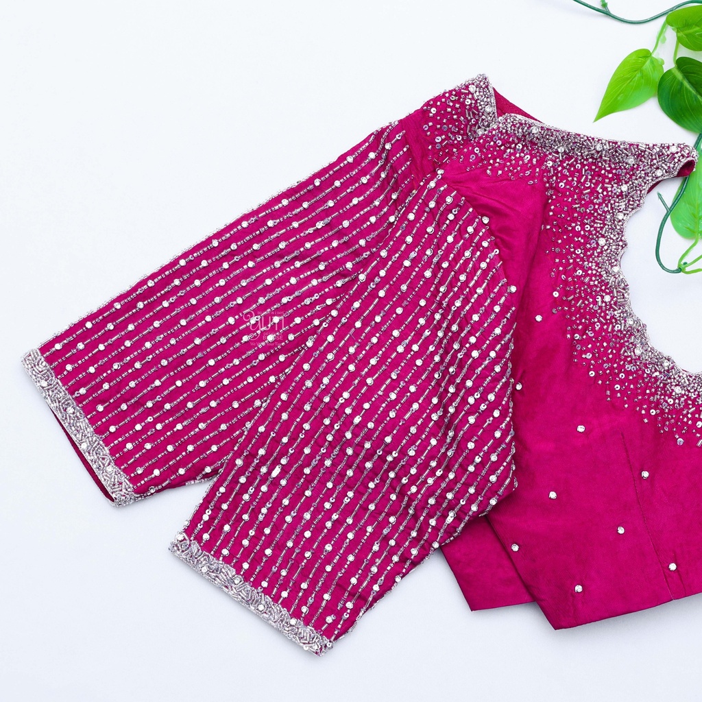 Feeling elegant in this stunning Violet Red embroidery blouse