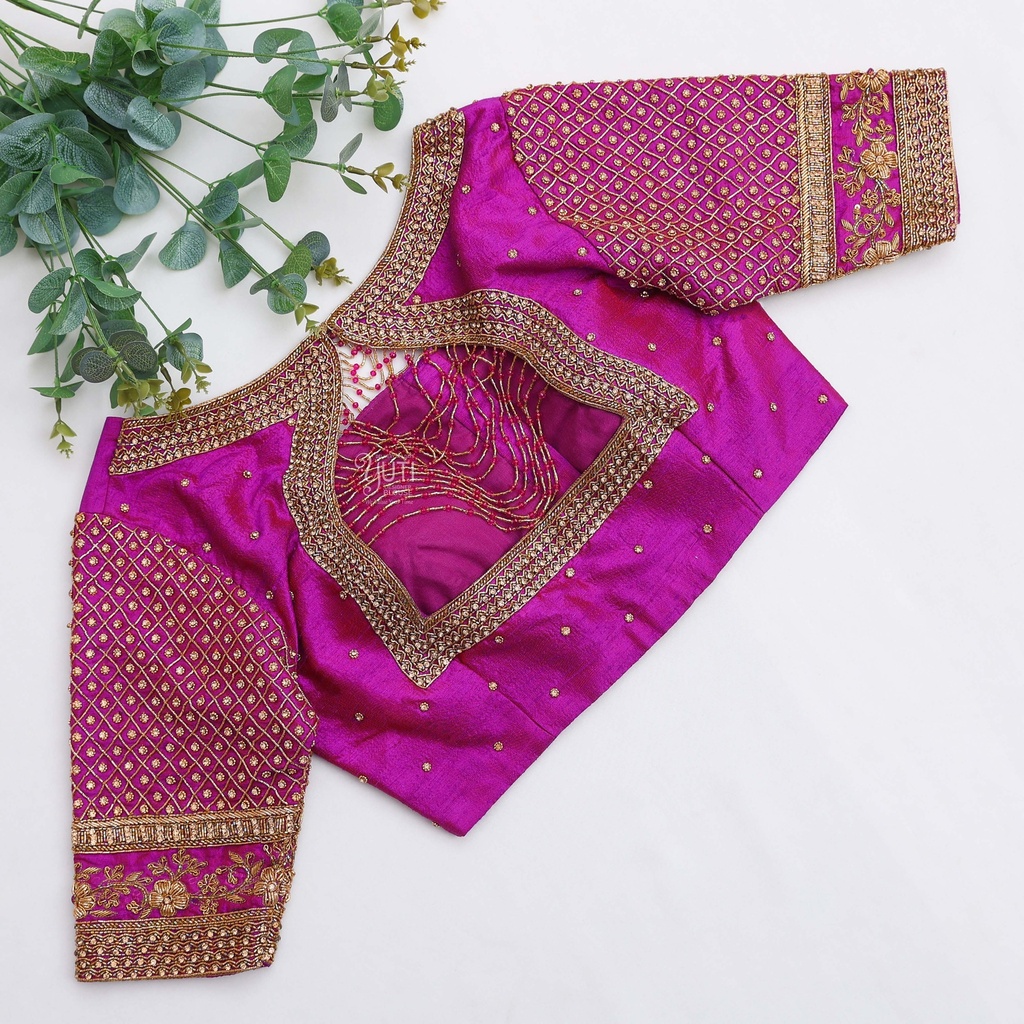 Embrace elegance with our stunning Royal Fuchsia Colour Bridal Blouse