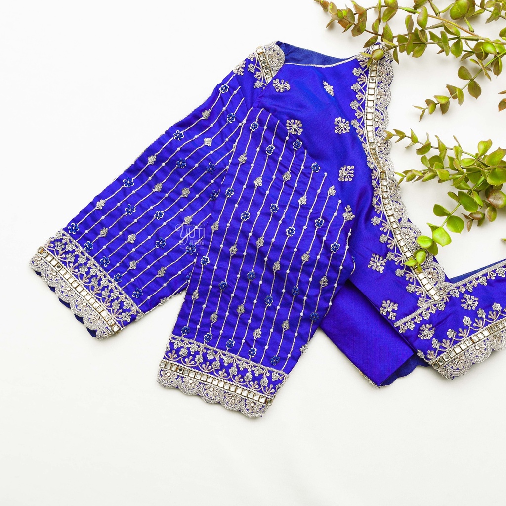 Elevate your style with our exquisite Cobalt Blue embroidery blouse