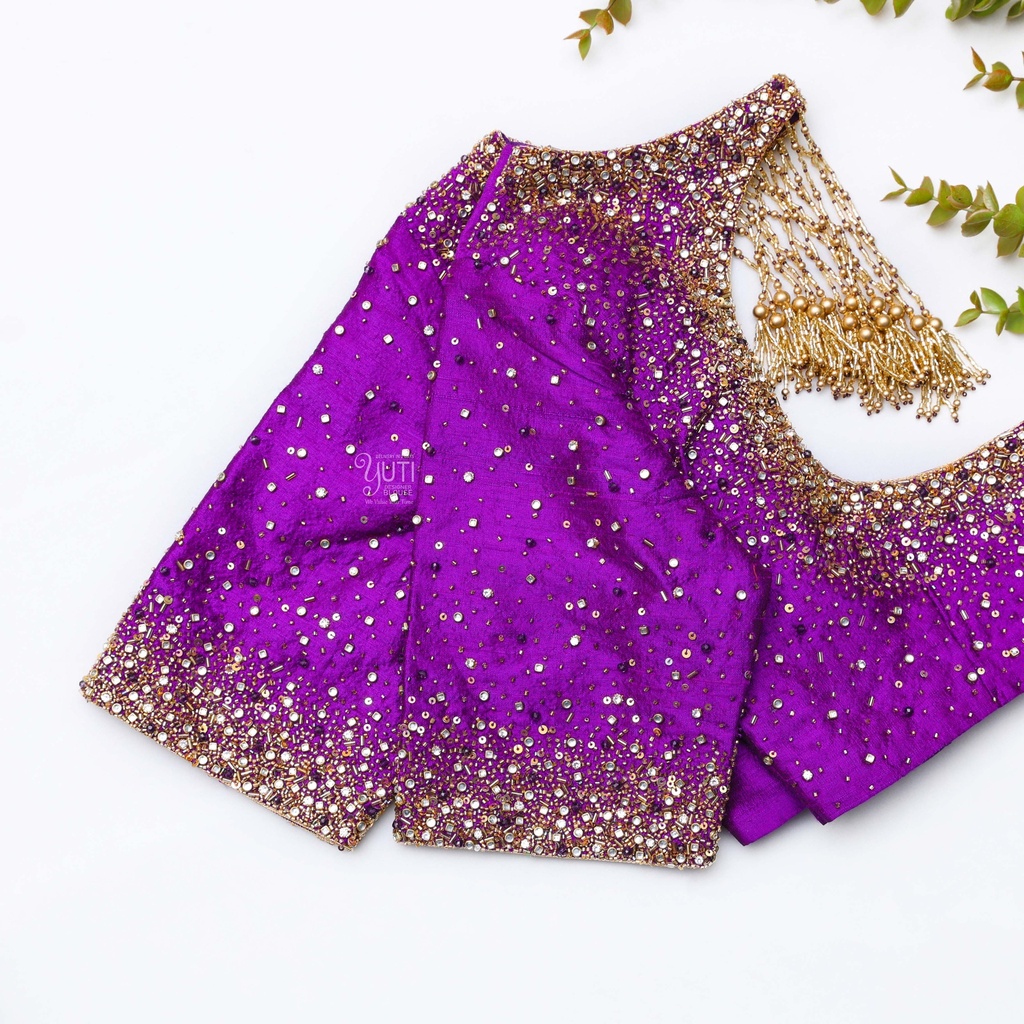 Vibrant Purple embroidery bridal blouse