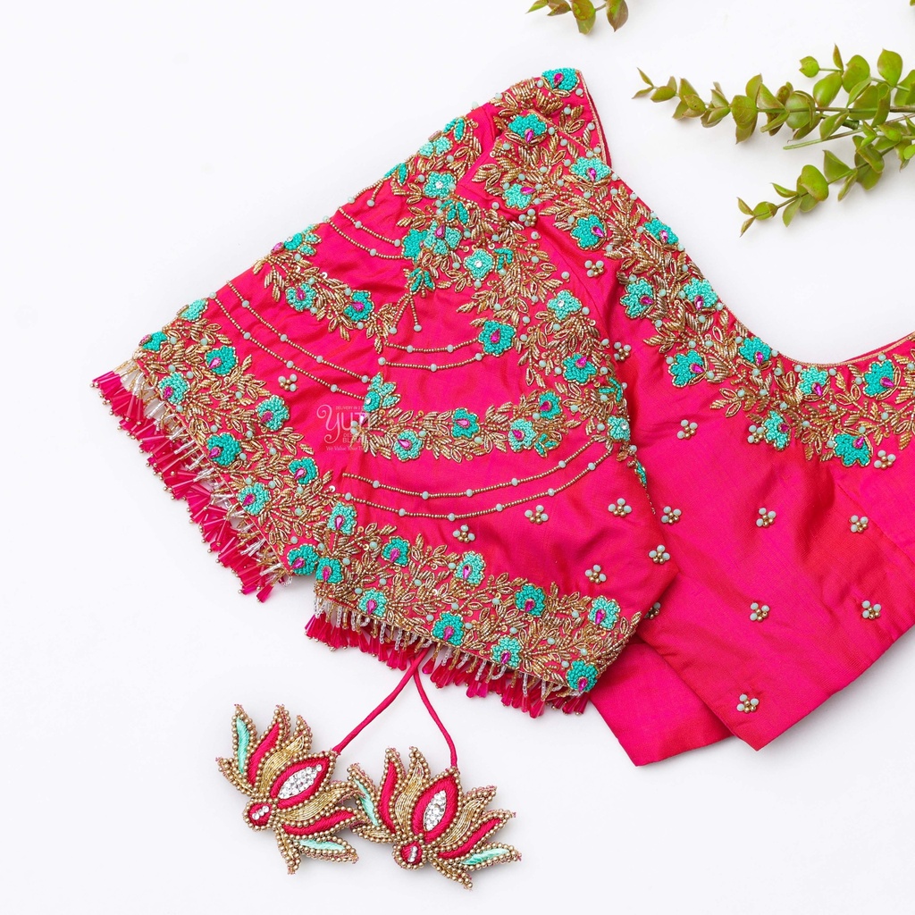 Introducing our stunning Dark Hot Pink Embroidery blouse