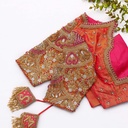 Orange color embroidery bridal blouse