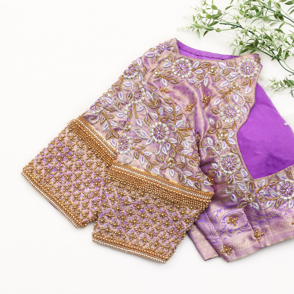 Purple color customized bridal blouse