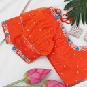 Orange creeped floral blouse
