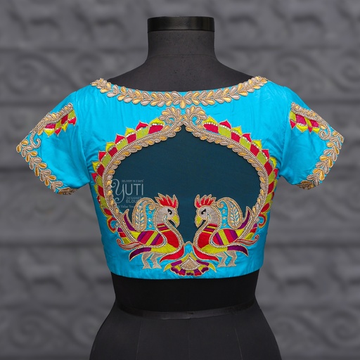 Skyblue Aari Work Blouse Designs | SIZE 32 (adjustable up to 28- 34)