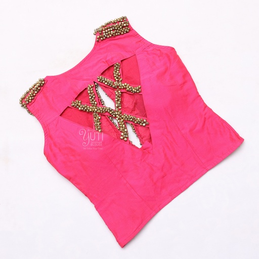 Pink Pattern Aari Work Bridal Blouse Design | SIZE 32 (adjustable up to 28 - 30)