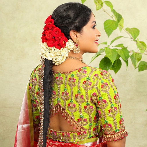 Gorgeous green embroidery bridal blouse