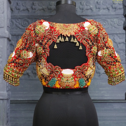 3D Pongal theme embroidery bridal blouses