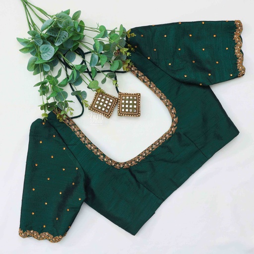 Stunning dark green embroidery blouse