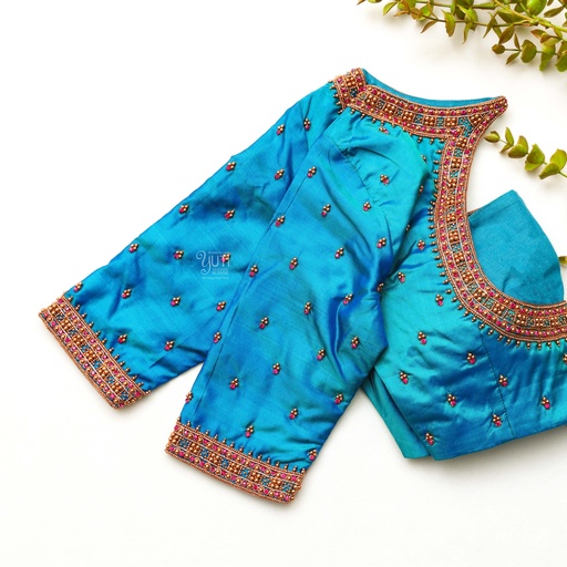 Aqua Blue Embroidery Blouse