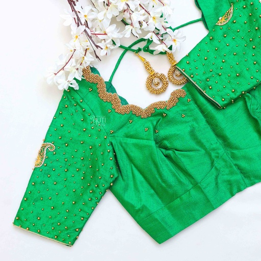 Stunning aqua green embroidery Blouse