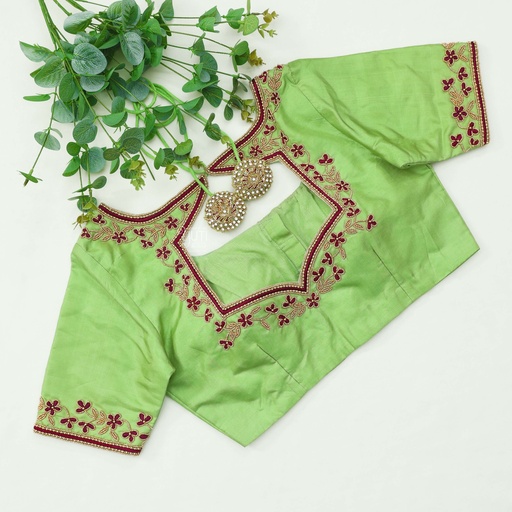Stunning green color embroidery blouses