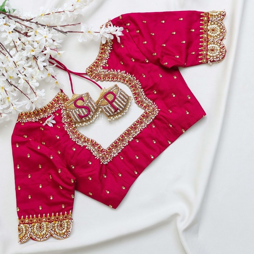 The perfect bright maroon bridal blouse for your special day