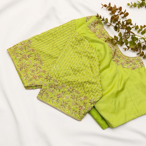 Embrace that natural look with our stunning Avocado Green Bridal Blouse: