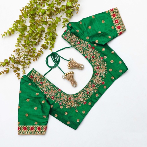 Stylish and sustainable new green embroidery blouse