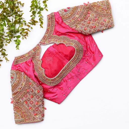 Stay stylish and sophisticated with this gorgeous pink embroidery blouse