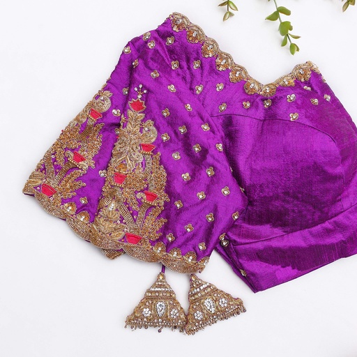 Violet Pink embroidery bridal blouse