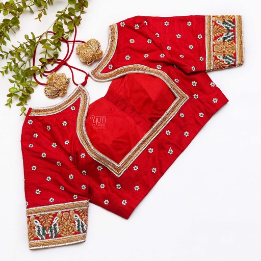 Red blouse with a gold border