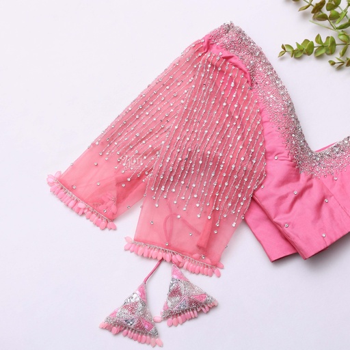 Bashful Pink embroidery bridal blouse